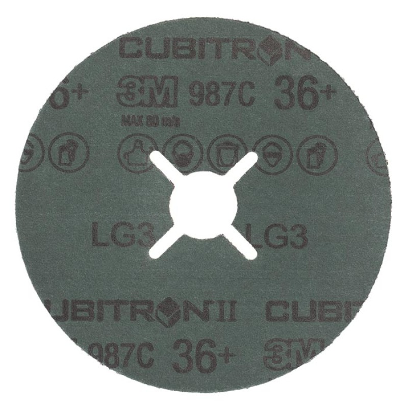 Круг фибровый, 36+, 3M™ Cubitron™ II 987C, 125 мм х 22 мм, 25 шт./уп.,№ 27618