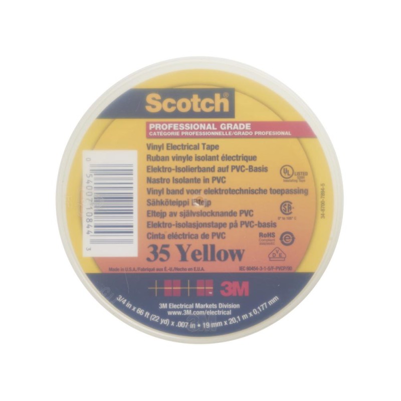 Изолента ПВХ высшего класса Scotch® 35, желтая, 19 мм х 20 м