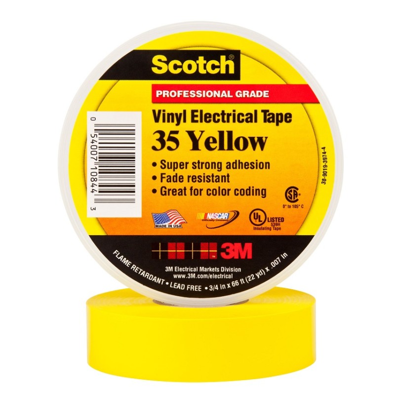 Изолента ПВХ высшего класса Scotch® 35, желтая, 19 мм х 20 м