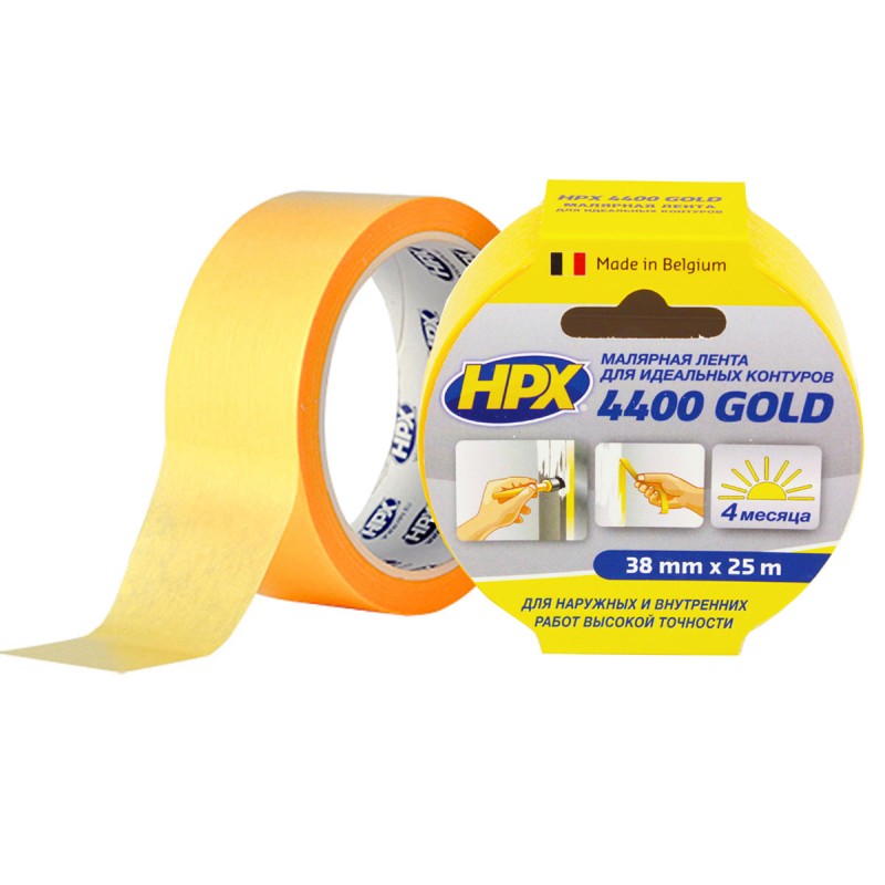 Малярная лента HPX4400 100С 38мм х 25м оранжевая Малярная лента HPX4400 100С 38мм х 25м оранжевая
