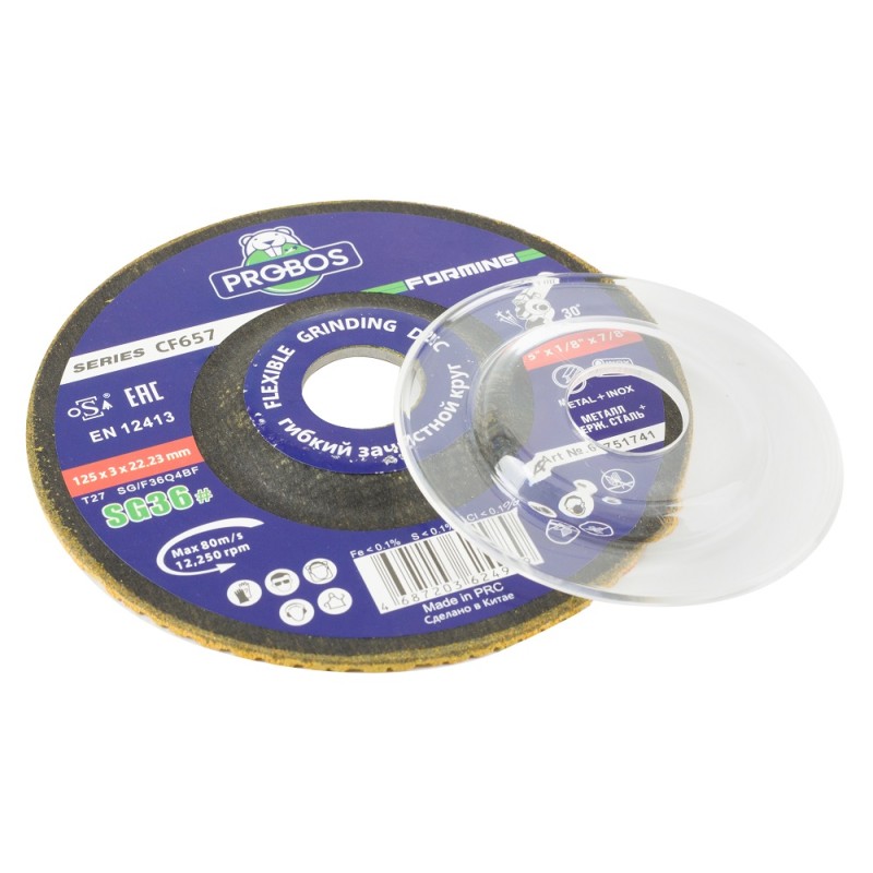 Круг гибкий зачистной PROBOS Forming CF657 CERAMIC, T27, 125 мм x 3 мм x 23 мм, P36 Круг гибкий зачистной PROBOS Forming CF657 CERAMIC, T27, 125 мм x 3 мм x 23 мм, P36