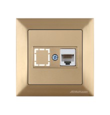 Розетка компьютерная 1xRJ45 (Cat5e, скрытая) золото, DARIA, MUTLUSAN