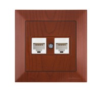 Розетка компьютерная 2xRJ45 (Cat6, скрытая) вишня, DARIA, MUTLUSAN