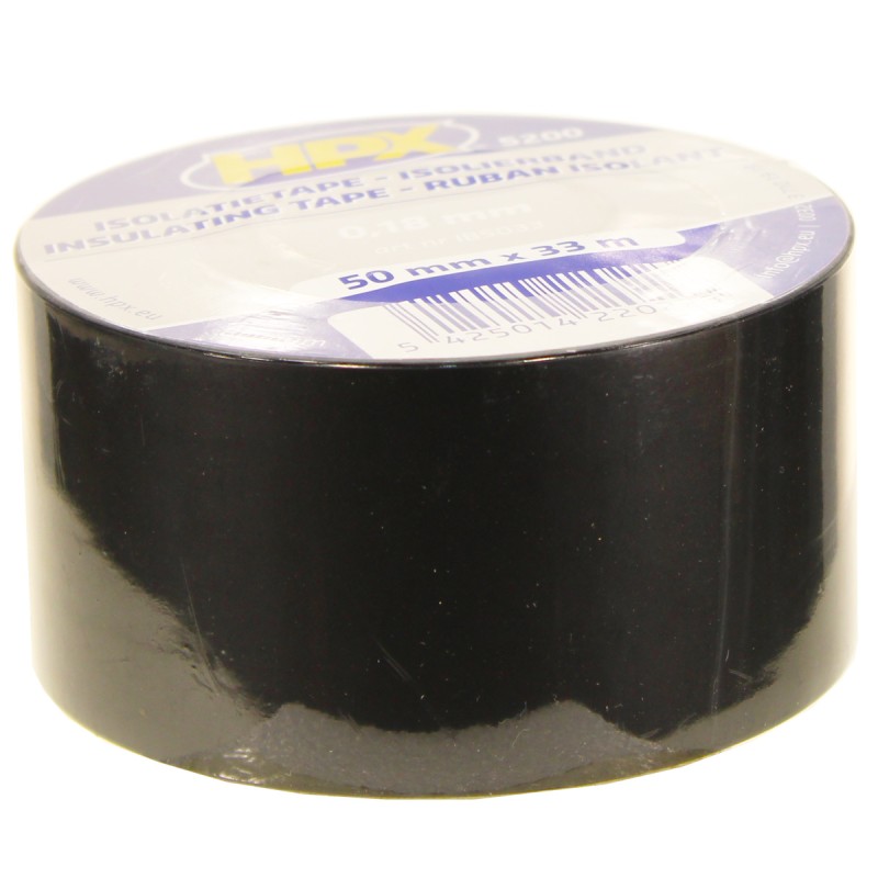 Огнестойкая профессиональная изолента из ПВХ INSULATION TAPE 5200 50мм х 33м, чёрная