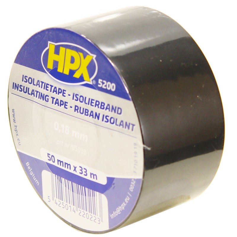 Огнестойкая профессиональная изолента из ПВХ INSULATION TAPE 5200 50мм х 33м, чёрная