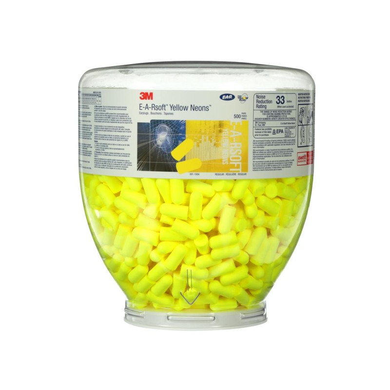 Противошумные вкладыши одноразовые 3M E-A-Rsoft Yellow Neon в колбе для диспенсера Противошумные вкладыши одноразовые 3M E-A-Rsoft Yellow Neon в колбе для диспенсера