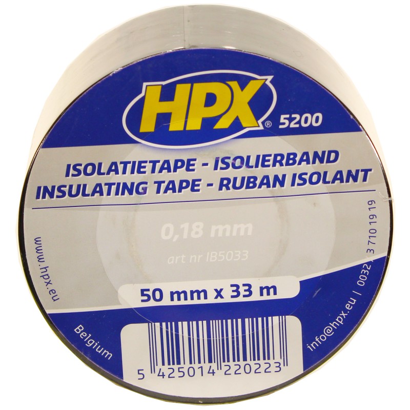 Огнестойкая профессиональная изолента из ПВХ INSULATION TAPE 5200 50мм х 33м, чёрная
