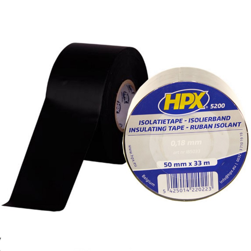 Огнестойкая профессиональная изолента из ПВХ INSULATION TAPE 5200 50мм х 33м, чёрная
