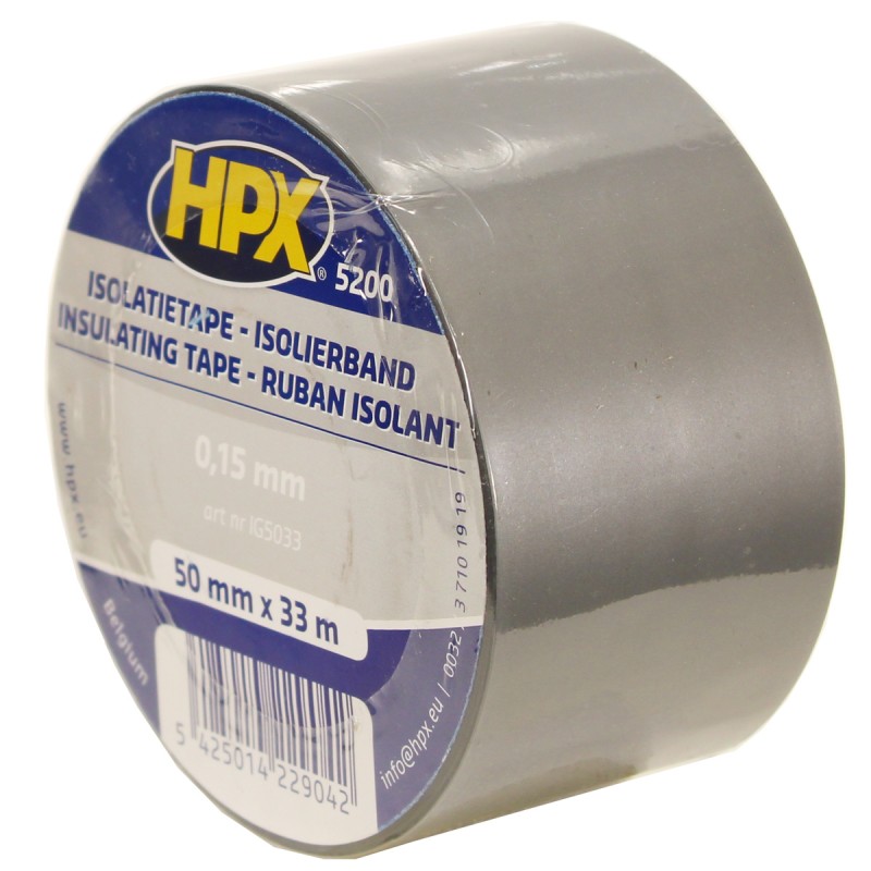 Огнестойкая профессиональная изолента из ПВХ INSULATION TAPE 5200 50мм х 33м, серая