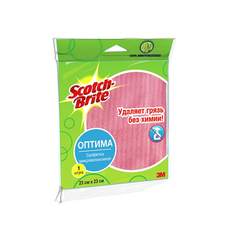 Салфетка Scotch-Brite® Оптима, микроволоконная, 23 см х 23 см, 1 шт./упак.