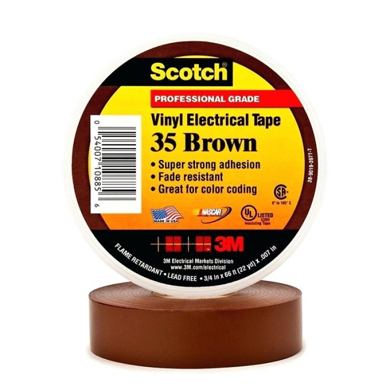 Изолента ПВХ Высшего Класса Scotch® 35, коричневая, 19 мм х 20 м