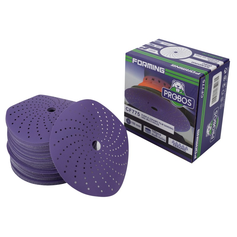 Круг шлифовальный c мультипылеотводом Purple, P320, PROBOS CERAMIC FILM Hookit CF775, 150 мм