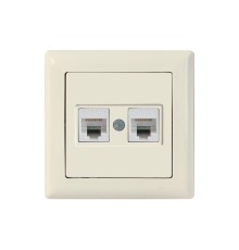 Розетка компьютерная 2xRJ45 (Cat5e, скрытая) кремовая, DARIA, MUTLUSAN