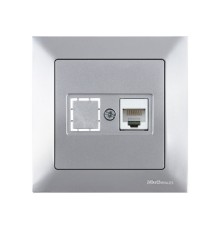 Розетка компьютерная 1xRJ45 (Cat5e, скрытая) серебро, DARIA, MUTLUSAN