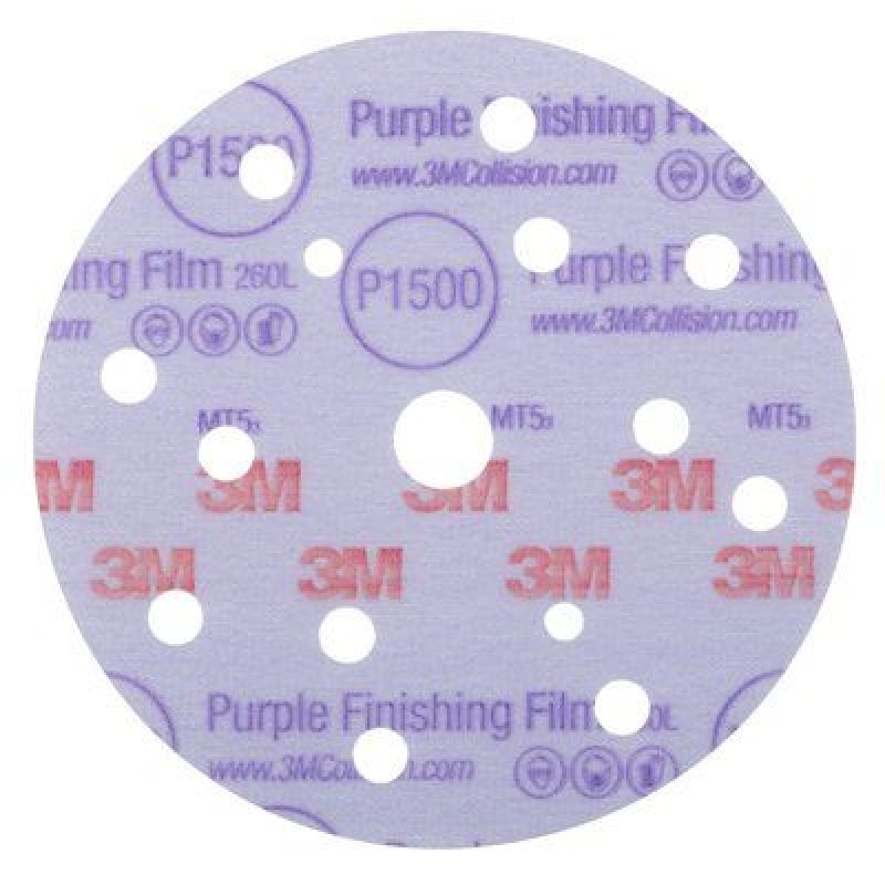 Круг абразивный, полировальный , 15 отверст., Р1500, 150 мм,3M™ Hookit™ 260L Purple