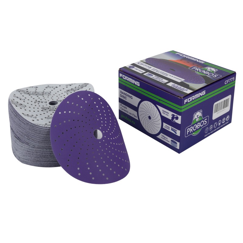 Круг шлифовальный c мультипылеотводом Purple, P400, PROBOS CERAMIC FILM Hookit CF775, 150 мм