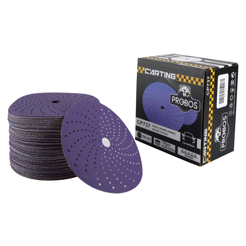 Круг шлифовальный c мультипылеотводом Purple, P120, PROBOS CP737 CERAMIC Hookit , 150 мм Круг шлифовальный c мультипылеотводом Purple, P120, PROBOS CP737 CERAMIC Hookit , 150 мм