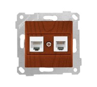 Розетка телефонная + компьютерная (RJ12+Cat5e, скрытая, без рамки) вишня, RITA, MUTLUSAN