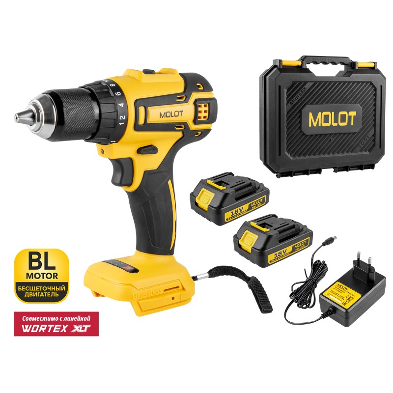 Аккум. дрель-шуруповерт MOLOT MBD 1820 Li в чем. Аккум. дрель-шуруповерт MOLOT MBD 1820 Li в чем.