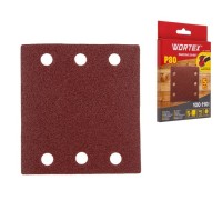 Шлифлист 100х110мм Р80 д/дерева самосцепл. 6 отв. 5шт WORTEX