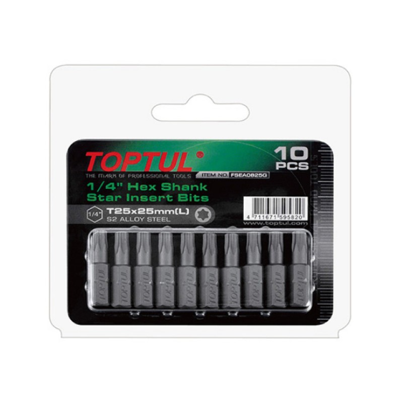 Насадка TORX T6*25 1/4" 10шт блистер TOPTUL (FSEA0806G) Насадка TORX T6*25 1/4" 10шт блистер TOPTUL (FSEA0806G)