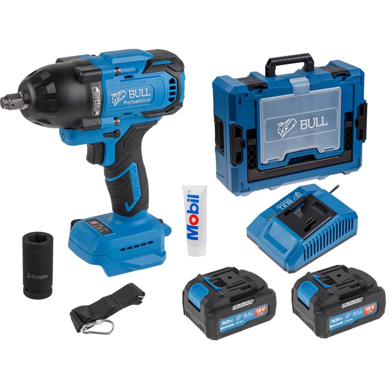 Аккум. ударный гайковерт BULL SC 1807 Xcase, XLTpro, БЕСЩЕТ., 18 В, 750 Н*м, 1/2", 2х4 А*ч, з/у 4 А Аккум. ударный гайковерт BULL SC 1807 Xcase, XLTpro, БЕСЩЕТ., 18 В, 750 Н*м, 1/2", 2х4 А*ч, з/у 4 А