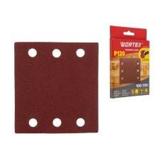 Шлифлист 100х110мм Р120 д/дерева самосцепл. 6 отв. 5шт WORTEX