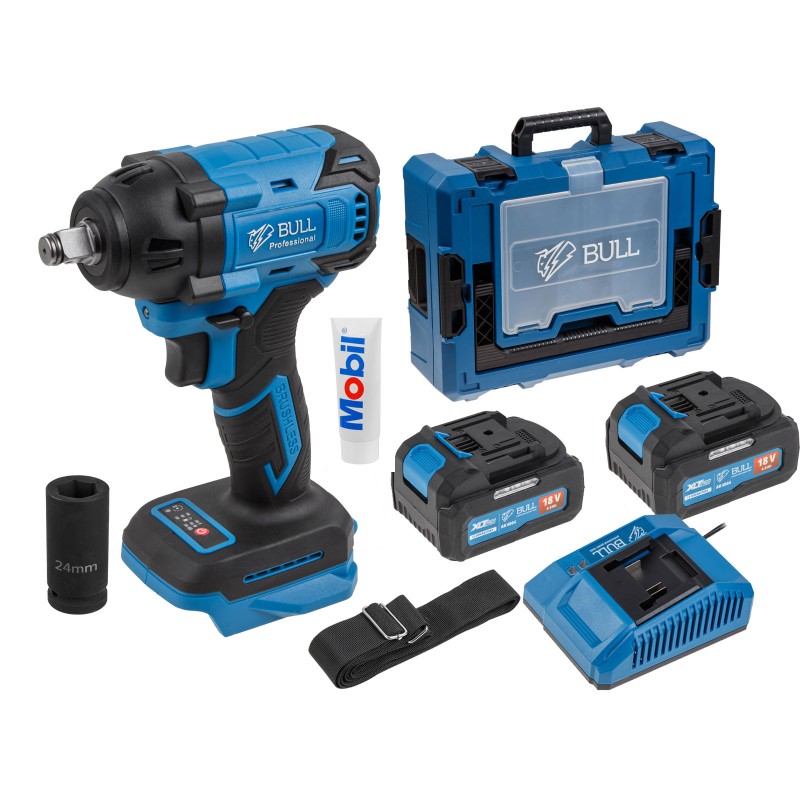 Аккум. ударный гайковерт BULL SC 1804 Xcase, XLTpro, БЕСЩЕТ., 18 В, 400 Н*м, 1/2", 2х4 А*ч, з/у 4 А Аккум. ударный гайковерт BULL SC 1804 Xcase, XLTpro, БЕСЩЕТ., 18 В, 400 Н*м, 1/2", 2х4 А*ч, з/у 4 А