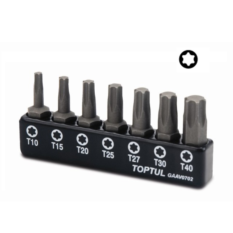 Набор бит TORX Т10-Т40 7шт. TOPTUL (GAAV0702) Набор бит TORX Т10-Т40 7шт. TOPTUL (GAAV0702)