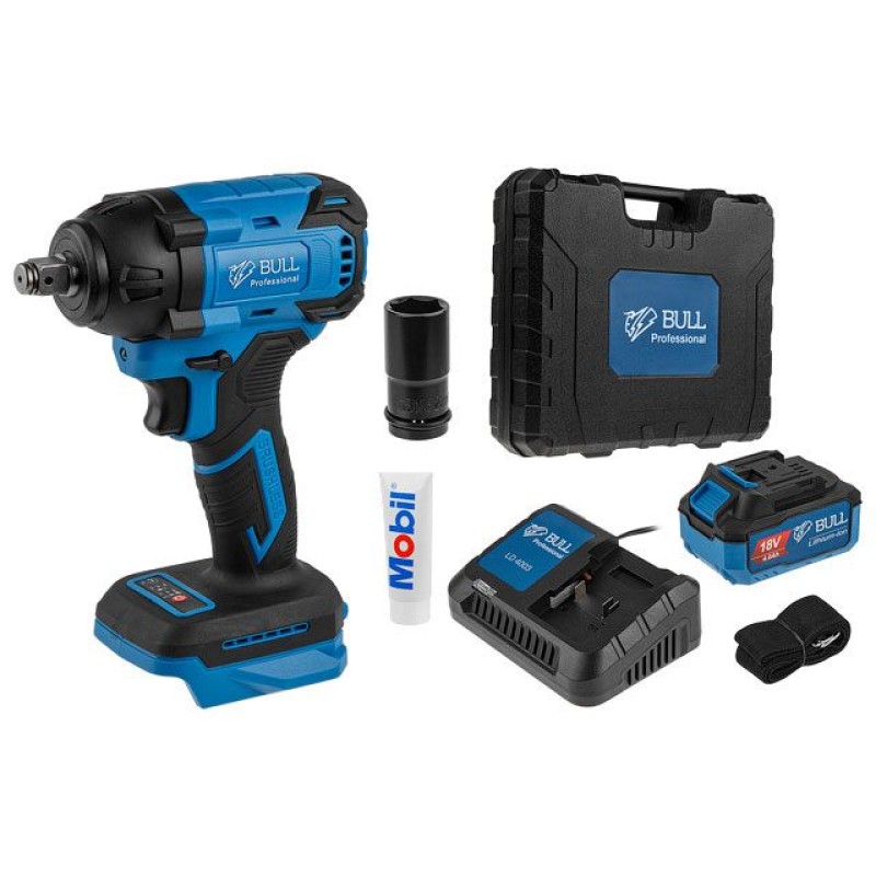 Аккум. ударный гайковерт BULL SC 1804 в чем. XLTpro БЕСЩЕТ., 18 В, 400 Н*м, 1/2", 1х4 А*ч, з/у 4 А Аккум. ударный гайковерт BULL SC 1804 в чем. XLTpro БЕСЩЕТ., 18 В, 400 Н*м, 1/2", 1х4 А*ч, з/у 4 А