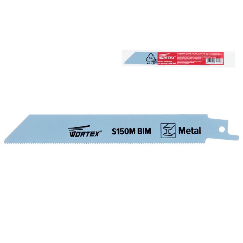 Пилка сабельная по металлу S150M (1 шт.) WORTEX высококачественная быстрорежущая сталь, 150 мм длина Пилка сабельная по металлу S150M (1 шт.) WORTEX высококачественная быстрорежущая сталь, 150 мм длина