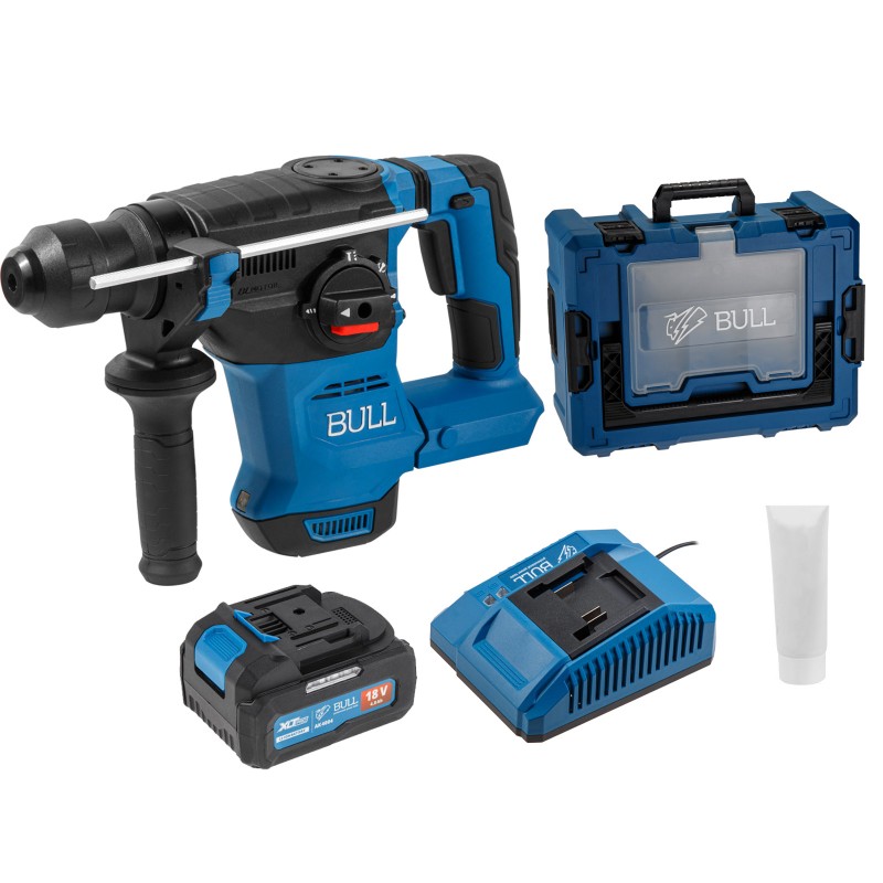 Аккум. перфоратор BULL CBH 1826 Xcase, XLTpro, БЕСЩЕТ., 18 В, 2.6 Дж, 26 мм, 1x4 А*ч, з/у Аккум. перфоратор BULL CBH 1826 Xcase, XLTpro, БЕСЩЕТ., 18 В, 2.6 Дж, 26 мм, 1x4 А*ч, з/у