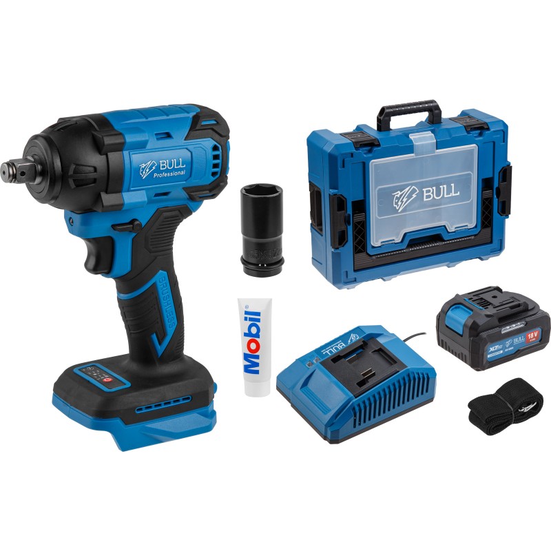 Аккум. ударный гайковерт BULL SC 1804 Xcase XLTpro БЕСЩЕТ., 18 В, 400 Н*м, 1/2", 1х4 А*ч, з/у 4 А Аккум. ударный гайковерт BULL SC 1804 Xcase XLTpro БЕСЩЕТ., 18 В, 400 Н*м, 1/2", 1х4 А*ч, з/у 4 А