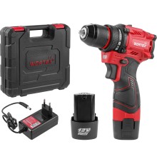 Аккумуляторная дрель-шуруповерт WORTEX LX BD 1220 DLi 12В, 30 Нм, 2*1.5 Ач, патрон 10 мм, бесщёт.