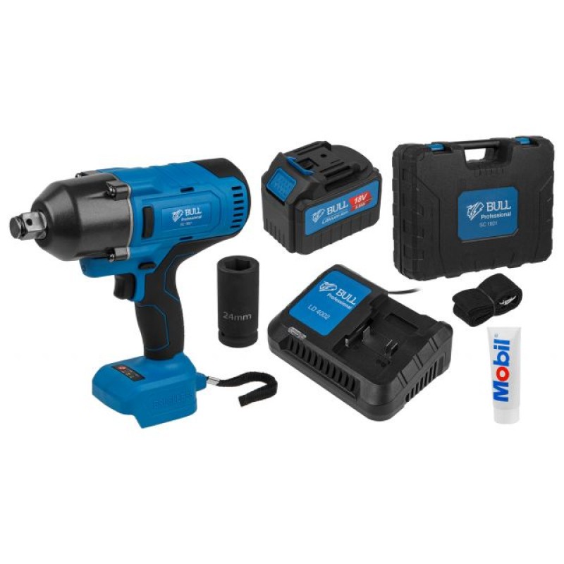 Аккум. ударный гайковерт BULL SC 1801 в чем. XLTpro БЕСЩЕТ., 18 В, 1000 Н*м, 3/4", 1х6 А*ч, з/у 4 А Аккум. ударный гайковерт BULL SC 1801 в чем. XLTpro БЕСЩЕТ., 18 В, 1000 Н*м, 3/4", 1х6 А*ч, з/у 4 А