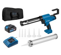 Аккум. пистолет для герметика BULL CG 1860 SET(1х4), сумка, 300/600 мл, 2500 Н, 8,3 мм/с, рег. скор.
