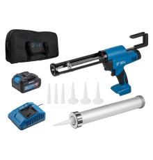 Аккум. пистолет для герметика BULL CG 1860 SET(1х4), сумка, 300/600 мл, 2500 Н, 8,3 мм/с, рег. скор.