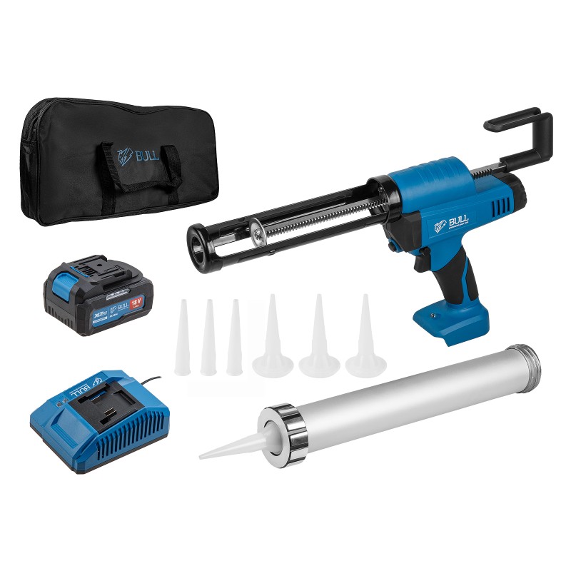 Аккум. пистолет для герметика BULL CG 1860 SET(1х4), сумка, 300/600 мл, 2500 Н, 8,3 мм/с, рег. скор. Аккум. пистолет для герметика BULL CG 1860 SET(1х4), сумка, 300/600 мл, 2500 Н, 8,3 мм/с, рег. скор.