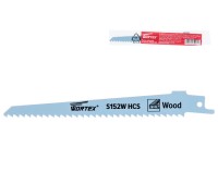 Пилка сабельная по дереву S152W (1 шт.) WORTEX высокоуглеродистая сталь HCS, 150 мм длина