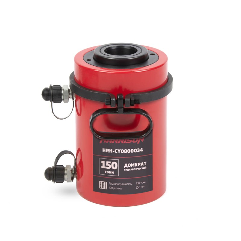 HRH-CY0800034 Гидравлический домкрат с полым штоком, двуполостной 150 тонн, 100 мм<