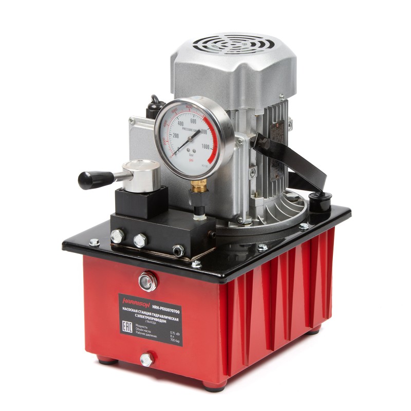 HRH-PE02070700 Насосная станция гидравлическая с электроприводом, 2 выхода,0,75 кВт, 700 бар, 8 л<