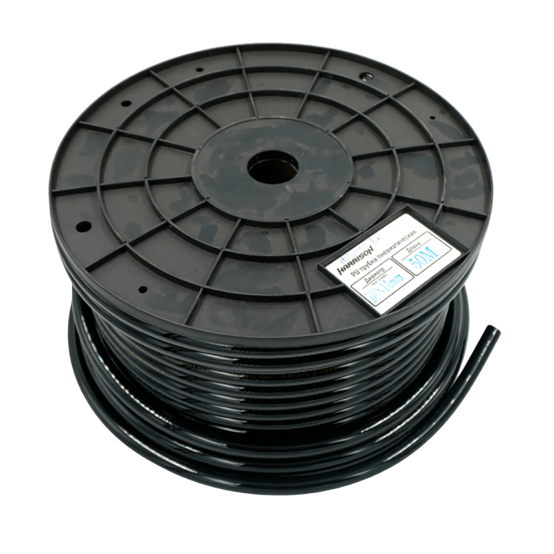 Трубка пневматическая черная 10х14 мм, длина 50 м Harrison HUS1014-BK PU<