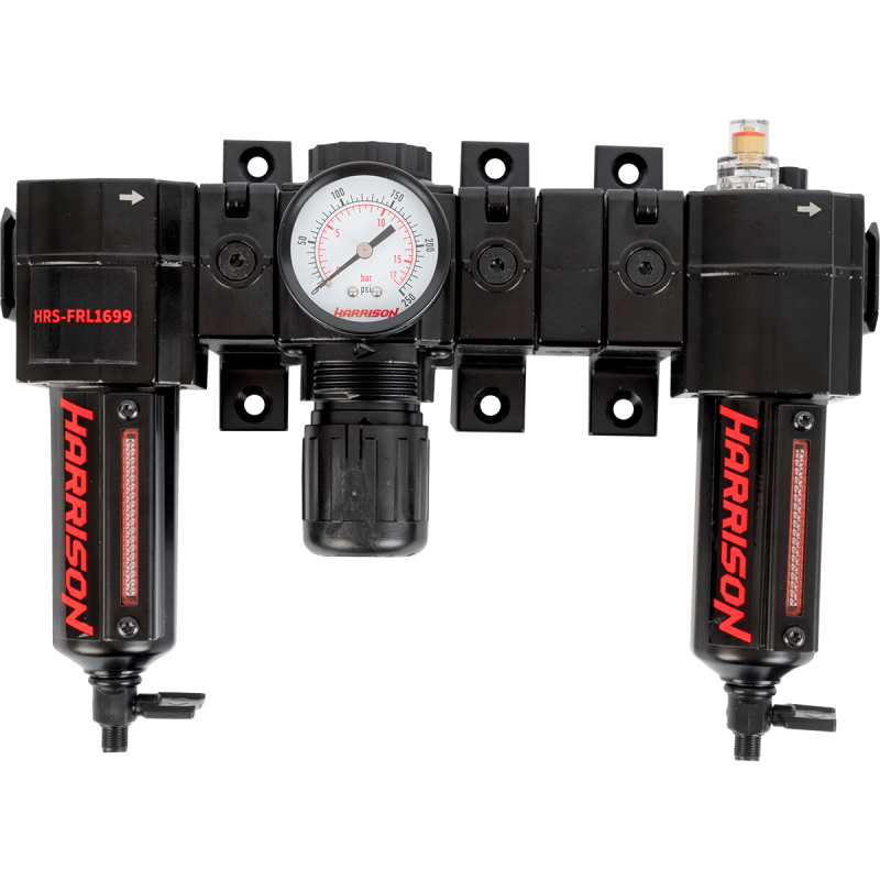 HRS-FRL1699 Блок подготовки с фильтром 5 мкм, регулятором и лубрикатором 3/8', 1699 л/мин<