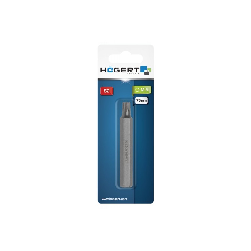 Бита SPLINE М5, 75 мм, M10, сталь S2, HT1S885, HOEGERT