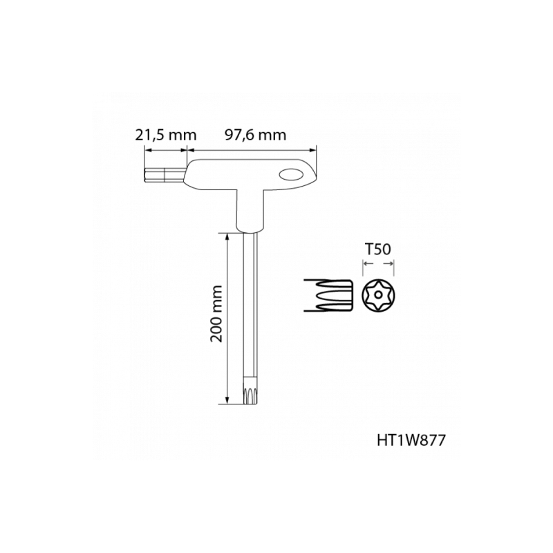 Ключ torx security типа "Т", длинный TT50, HT1W877, HOEGERT Ключ torx security типа "Т", длинный TT50, HT1W877, HOEGERT