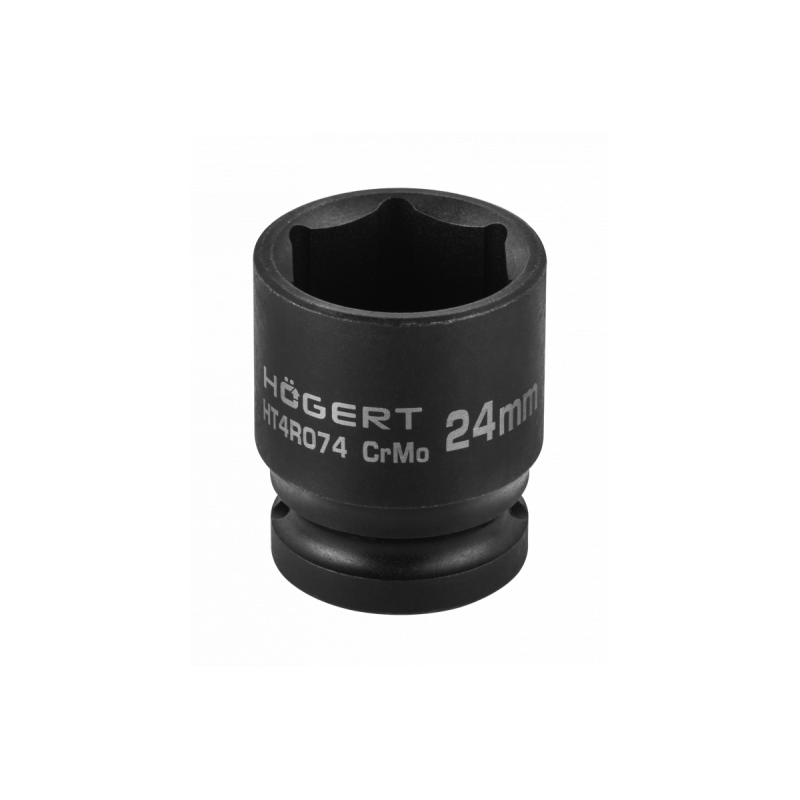Головка торцевая ударная шестигранная, короткая 1/2", 24мм, DIN 3121, CrMo, HT4R074, HOEGERT Головка торцевая ударная шестигранная, короткая 1/2", 24мм, DIN 3121, CrMo, HT4R074, HOEGERT
