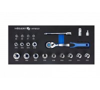 Набор инструментов с трещоткой 3/8", 22 шт., ложемент EVA, HT7G127 HOEGERT