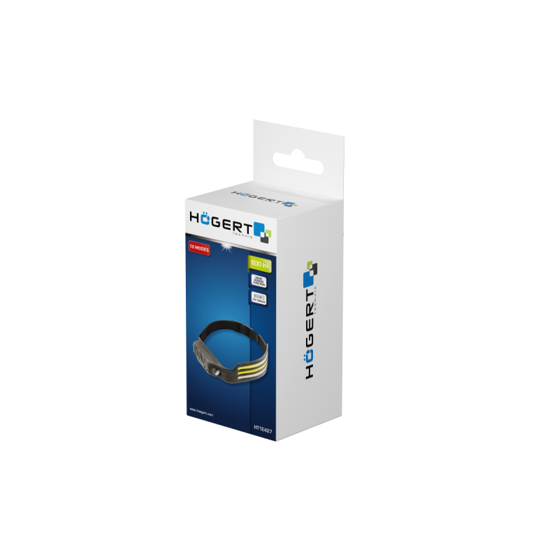 Налобный фонарик COB USB, 10 функции, HT1E427, HOEGERT