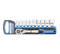 Набор торцевых головок 10 шт. с  трещоткой 1/2", 72 зубца, HT1R332, HOEGERT 