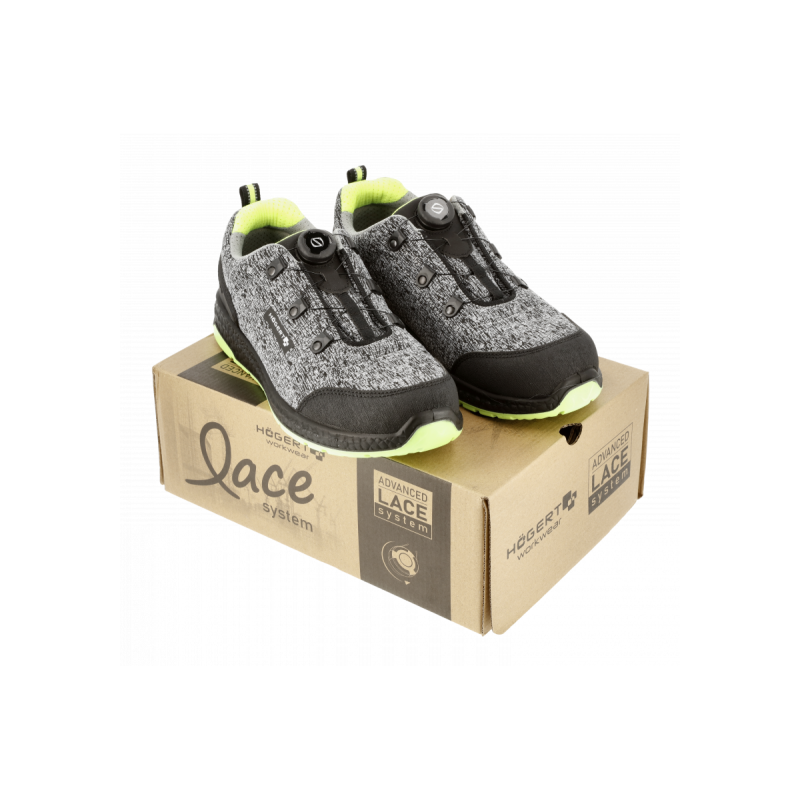 KEMINITZ Полуботинки рабочие LACE SYSTEM S1PS SR FO серый меланж/зеленый 42, HT5K578-42, HOEGERT